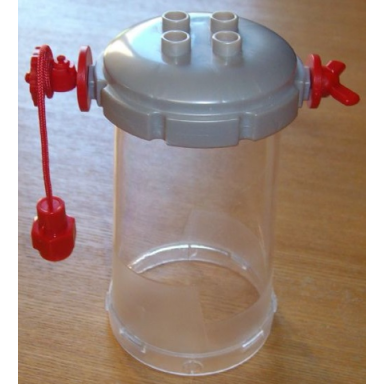 pearl very light gray duplo cart lid octagonal with 2 x 2 studs trans-clear cylinder and red weight