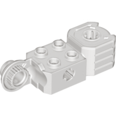 very light bluish gray technic brick modified 2 x 2 with axle hole rotation joint ball half vertical and fist