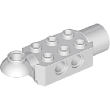 very light bluish gray technic brick modified 2 x 3 with pin holes rotation joint ball half horizontal and rotation joint socket