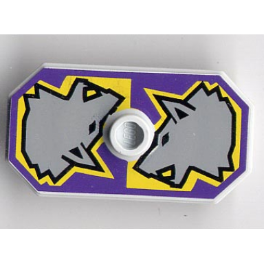 very light bluish gray minifigure shield octagonal long with stud with knights kingdom danju wolf pattern printed version