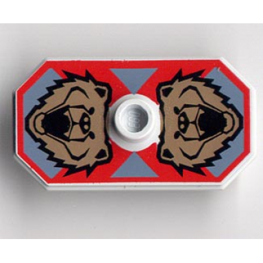 very light bluish gray minifigure shield octagonal long with stud with knights kingdom santis bear pattern printed version