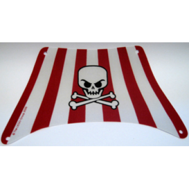 very light bluish gray cloth sail 28 x 18 bottom with red stripes skull and crossbones pattern