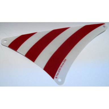 very light bluish gray cloth sail triangular 17 x 20 with red stripes pattern
