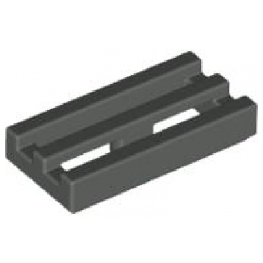 dark gray tile modified 1 x 2 grille with bottom groove