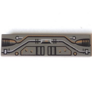 dark gray tile 1 x 4 with sw black copper and silver circuitry pattern