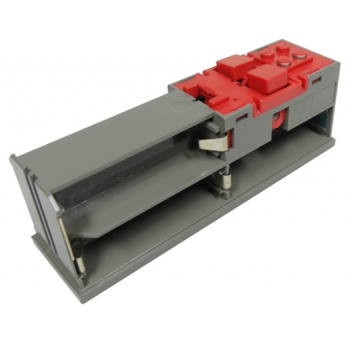 electric 9v battery box 4 x 14 x 4 base with red buttons and contact plate