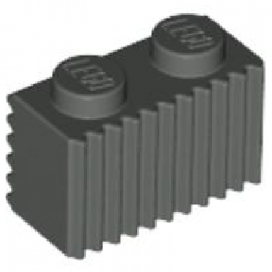 dark gray brick modified 1 x 2 with grille fluted profile