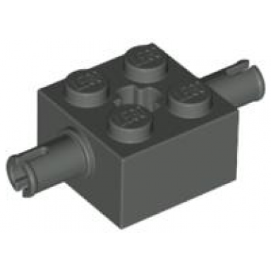dark gray brick modified 2 x 2 with pins and axle hole