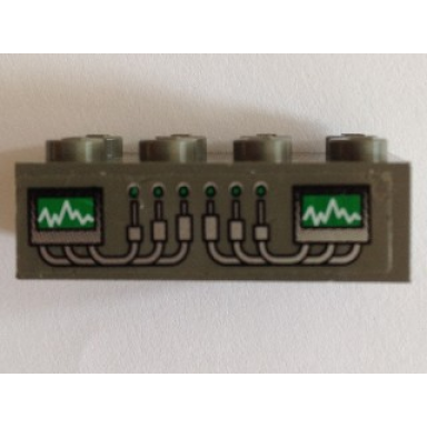 dark gray brick 2 x 4 with graphs and wires pattern sticker - set 4851