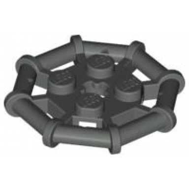dark gray plate modified 2 x 2 with bar frame octagonal
