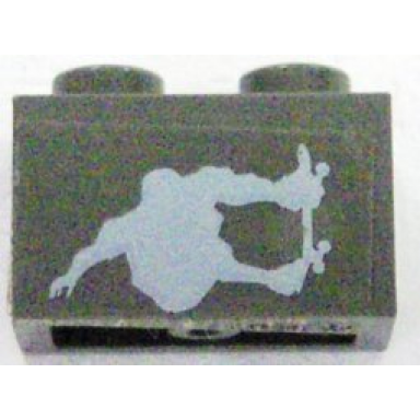 dark gray brick 1 x 2 with gravity games skateboarder pattern sticker - set 3535