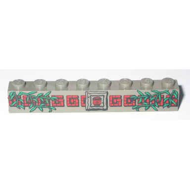 dark gray brick 1 x 8 with red bricks green vines and amazon logo pattern