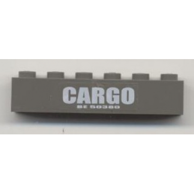 dark gray brick 1 x 6 with cargo and be 50380 pattern sticker - set 4514
