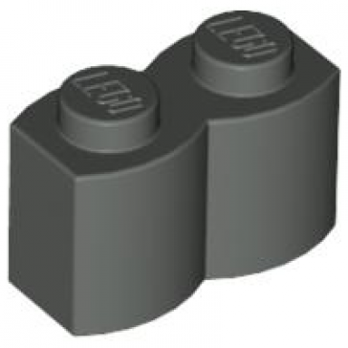 dark gray brick modified 1 x 2 with log profile