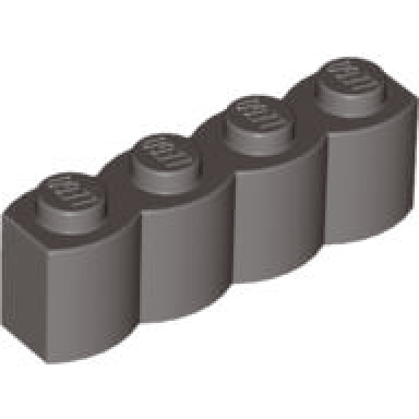 dark gray brick modified 1 x 4 with log profile