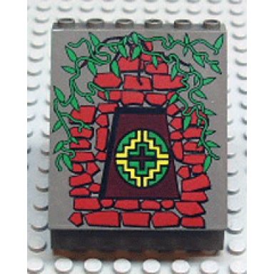 dark gray panel 4 x 6 x 6 sloped with amazon brick and vines pattern