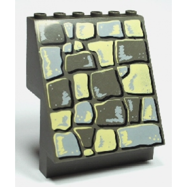 dark gray panel 4 x 6 x 6 sloped with multicolored rock pattern
