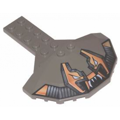 dark gray plate modified 2 x 6 with 4 x 8 half saucer with stingray pattern