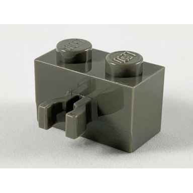dark gray brick modified 1 x 2 with split u clip thick vertical grip