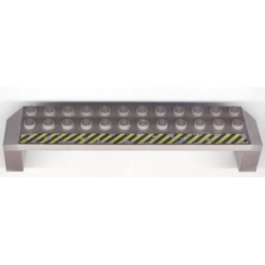 dark gray arch 2 x 14 x 2 1 3 with black and yellow danger stripes pattern