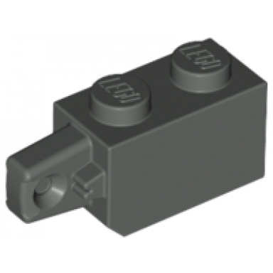dark gray hinge brick 1 x 2 locking with 1 finger vertical end