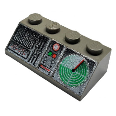 dark gray slope 45 2 x 4 with radio and radar console pattern