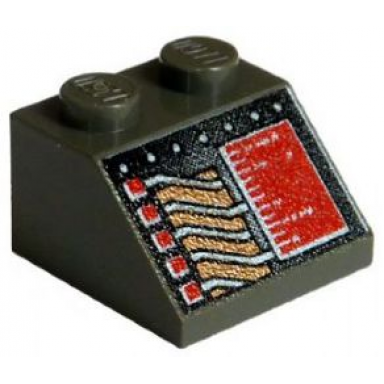 dark gray slope 45 2 x 2 with red rectangle and buttons copper and white circuitry pattern