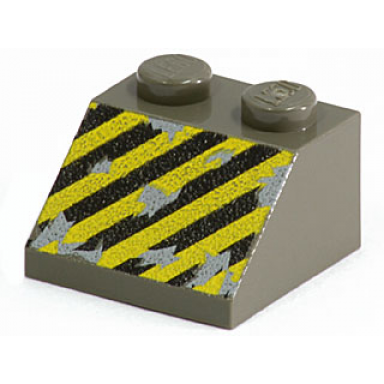 dark gray slope 45 2 x 2 with black and yellow danger stripes pattern
