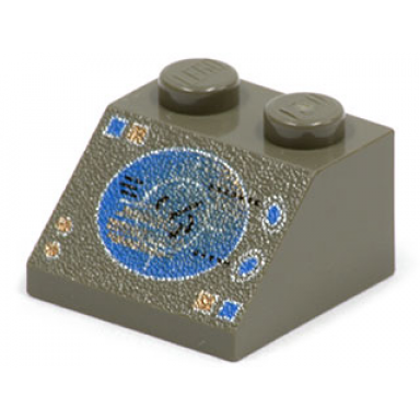 dark gray slope 45 2 x 2 with blue and copper radar display and buttons pattern