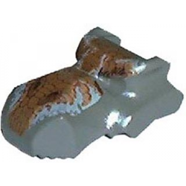 dark gray dinosaur head tyrannosaurus rex jaw top with dark orange and light gray scales pattern