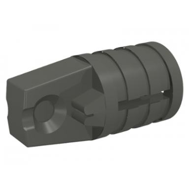 dark gray hinge cylinder 1 x 2 locking with 1 finger and axle hole on ends with slots