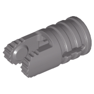 dark gray hinge cylinder 1 x 2 locking with 2 fingers and axle hole on ends with slots