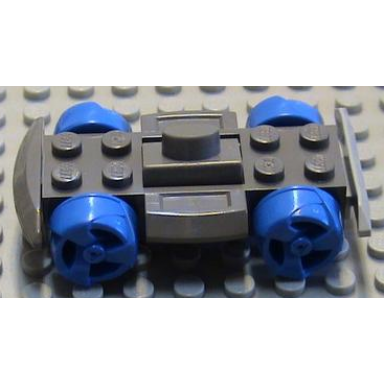 dark gray vehicle base 4 x 6 racer base with blue wheels and light gray bumper