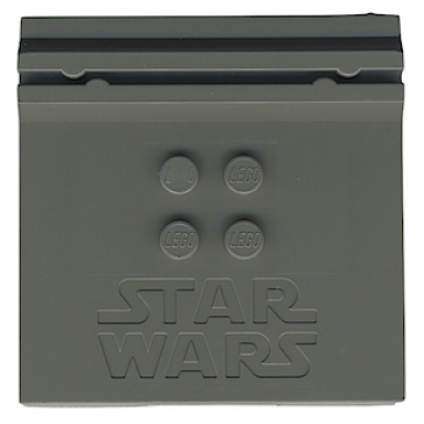 dark gray tile modified 6 x 6 x 2 3 with 4 studs and debossed star wars logo