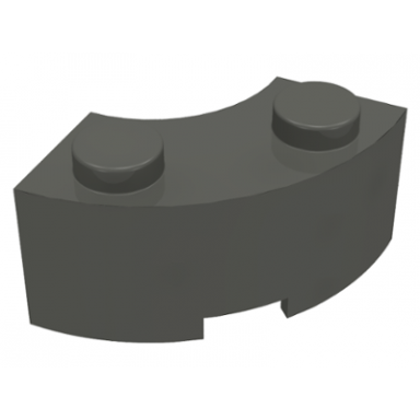 dark gray brick round corner 2 x 2 macaroni with stud notch