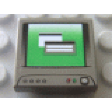 dark gray tile 2 x 2 with computer monitor with white circle and line power switch pattern