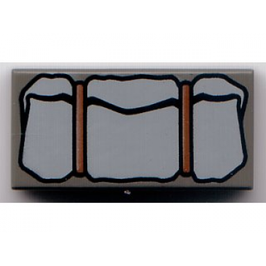 dark gray tile 1 x 2 with light gray bedroll pattern