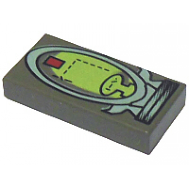 dark gray tile 1 x 2 with life on mars lom elliptical display pattern