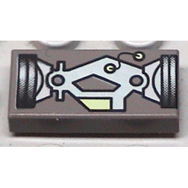 dark gray tile 1 x 2 with life on mars lom light gray mechanical pattern