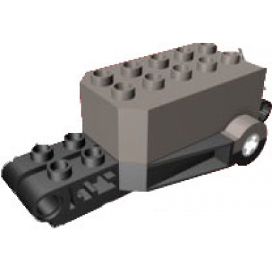 dark gray pullback motor 9 x 4 x 2 1 3 with black base and studs on liftarms