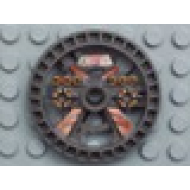 dark gray technic disk 5 x 5 - roborider talisman wheel blazooka mold with robot pattern