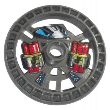 dark gray technic disk 5 x 5 - roborider talisman wheel dynamite mold with robot pattern