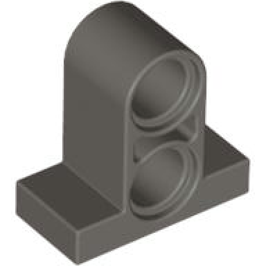 dark gray technic pin connector plate 1 x 2 x 1 2 3 with 2 holes on top
