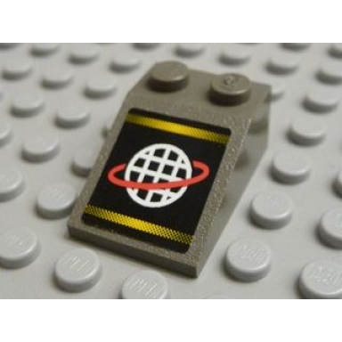 dark gray slope 33 3 x 2 with alpha team white grid with red ring two yellow stripes pattern sticker - set 6774