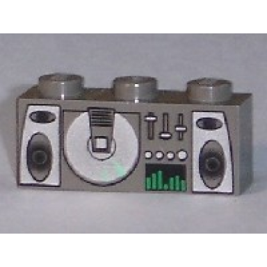 dark gray brick 1 x 3 with radio and cd player pattern