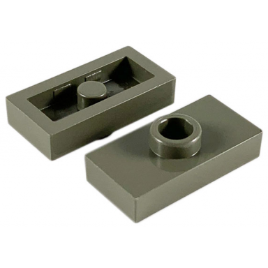 dark gray plate modified 1 x 2 with 1 stud without groove jumper