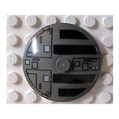 dish 4 x 4 inverted radar with solid stud with star wars tie hatch black and white pattern