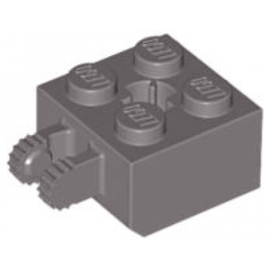 dark gray hinge brick 2 x 2 locking with 2 fingers vertical and axle hole