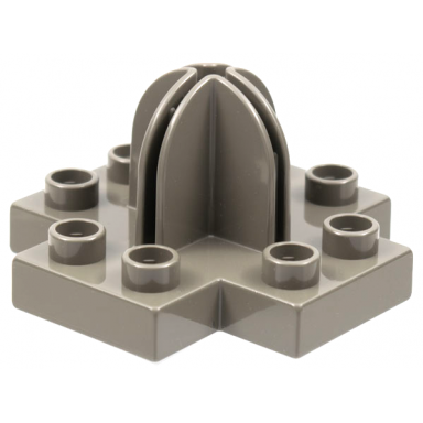dark gray duplo plate 4 x 4 with 2 x 2 x 2 dome top and cross cut slots