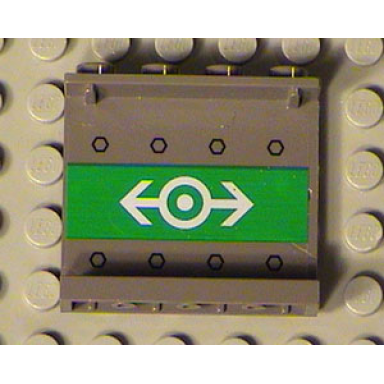 dark gray panel 1 x 4 x 3 - hollow studs with train logo white on green pattern on inside sticker - set 4512-1